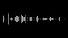 Minimalist Waveform Audio. Abstract White on black sound waves background. 3D rendered looping animation.