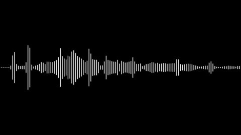 Minimalist Waveform Audio. Abstract White on black sound waves background. 3D rendered looping animation. Adlı Stok Video