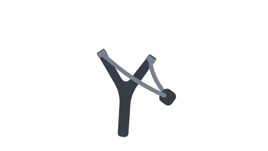 Slingshot. Slingshot shooting, animation with the alpha channel enabled. Cartoon