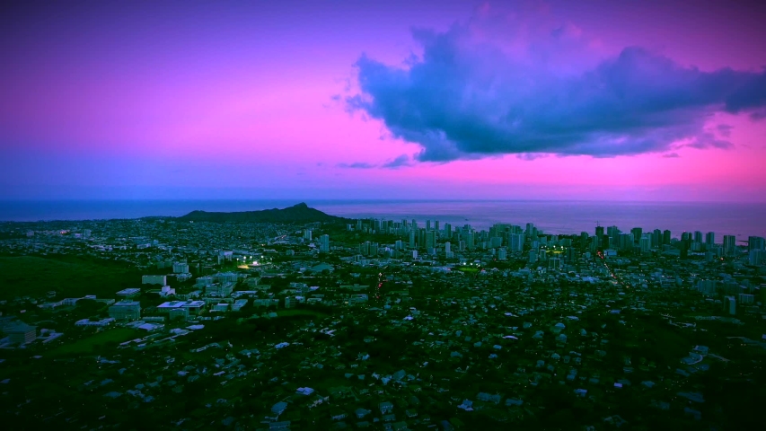
Aerial Honolulu City view Sunset 