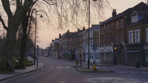 North London / UK - March 24 2020: Corona Virus Lockdown. Empty Streets of North London. 
