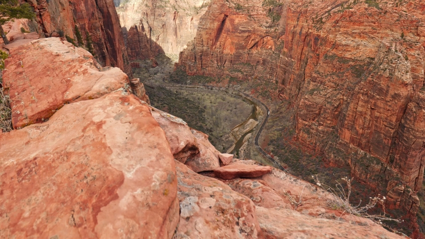 Red rocks in Zion National Park, Utah, USA. Steadicam shot, 4K