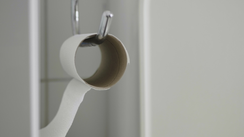 Man Takes Last Piece of Toilet Paper Royalty-Free Stock Footage #1049316973