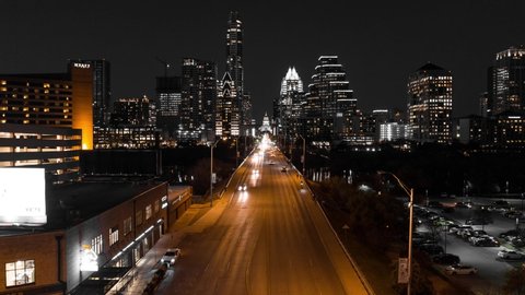 4K Austin Tx Skyline Time Lapse Hyper Lapse Drone City Night Rising