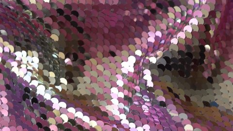 Shiny sequined fabric texture with pink and silver paillettes