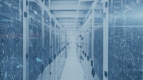 Animation of 5G, data processing and digital information flowing through network of computer servers in a server room with light trails flashing on surface. Global network of internet service provider - Powered by Shutterstock - Get 15% off with code: PIKWIZARD15