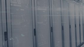 Animation of binary coding, data processing and digital information flowing through network of computer servers in a server room with light trails flashing on surface. Global network of internet - Powered by Shutterstock - Get 15% off with code: PIKWIZARD15