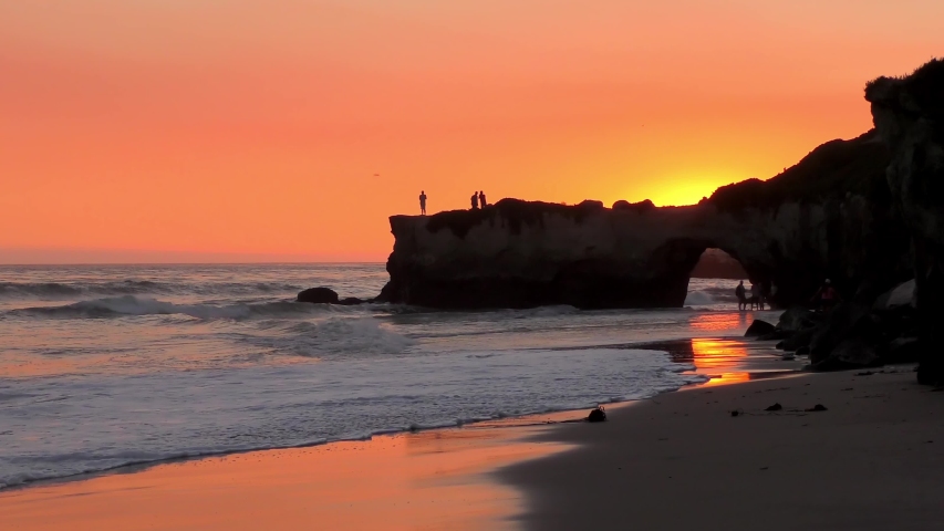 Sunset at the Pacific Ocean at Santa Cruz, California, USA, circa October 2018.