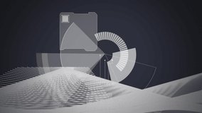 Animation of digital interface, scope scanning with flowing information and mesh of network connections moving in seamless loop in repetition on grey background. Digital interface computing and data - Powered by Shutterstock - Get 15% off with code: PIKWIZARD15