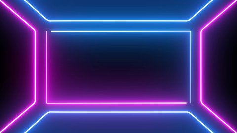 Neon lights abstract motion animated background.Abstract motion lighting equipment and lights effects.Neon lights looped animation for music videos and fluid background. Square neon lights. SERIES 1-3