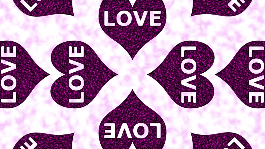 Love hearts purple chrome effect mandala pattern rotating in a seamless loop against a soft pink and white background 3D illustraion