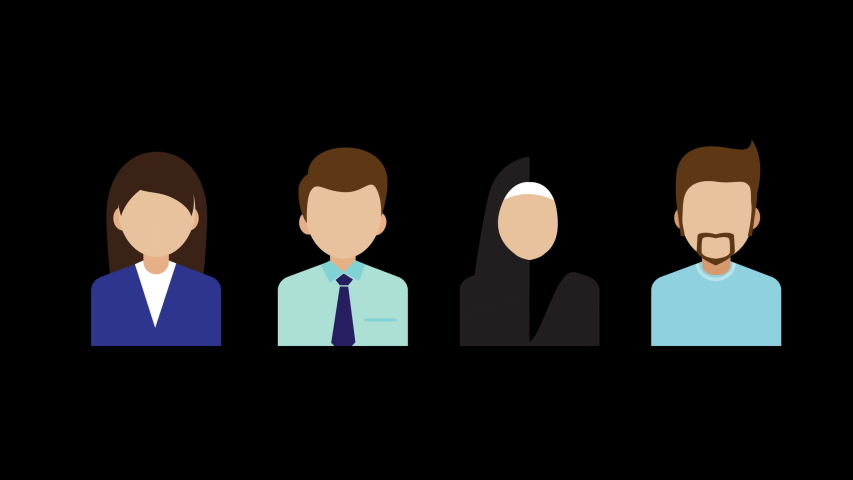 Animation of people wearing a mask for protecting the Coronavirus, Covid-19 or 2019-nCov, for pandemic and virus prevention concept