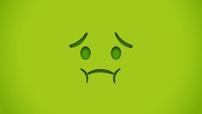 Animated colorful looping nauseated face emoji background for apps or ad commercial. Bringing life to your screen. Fun character motion graphic design.