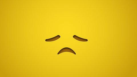 Animated colorful looping disappointed face emoji background for apps or ad commercial. Bringing life to your screen. Fun character motion graphic design.