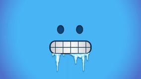 Animated colorful looping cold face emoji background for apps or ad commercial. Bringing life to your screen. Fun character motion graphic design.