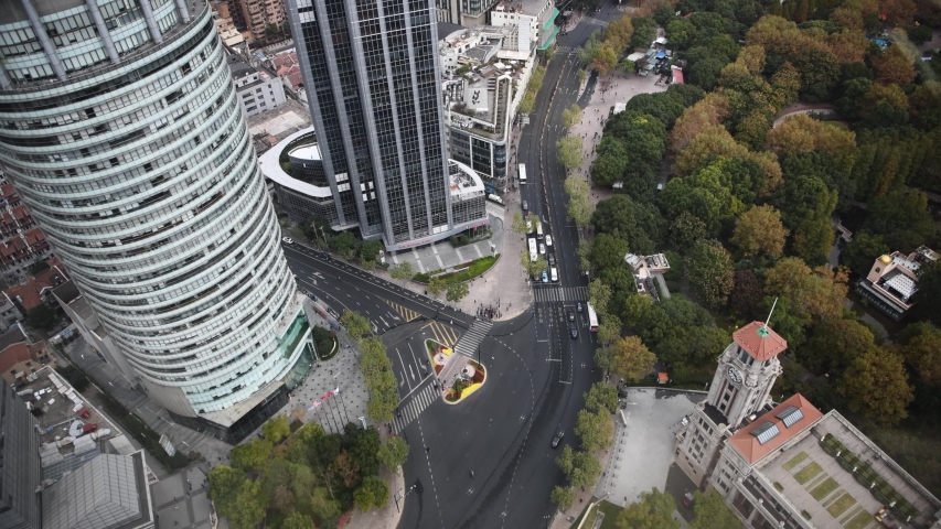 A view looking at downtown Shanghai, China.