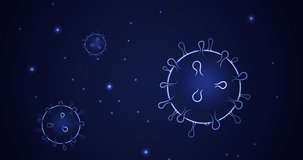Virus blue background in space. Coronavirus abstract video microbiology.