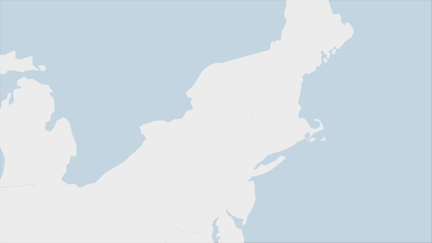 US State New York map highlighted in New York flag colors and pin of country capital Albany, map with neighboring States.