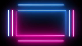 neon square abstract design element background animated box shapes 4K loop lines design 4K laser show looped animation ultraviolet.