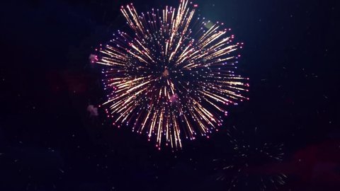 4K Beautiful fireworks show of fireworks for background. Loop Animation Background. Birthday, Anniversary, Celebration, Holiday, new year, Party, Invitation, Christmas, festival, greeting, Diwali