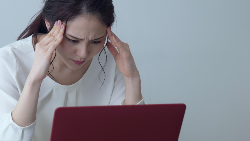 Disappointed young businesswoman. Trouble of business.