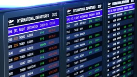 Cancelled flights on departure board, international travel ban, airport lockdown. All passenger flights temporarily suspended - Powered by Shutterstock - Get 15% off with code: PIKWIZARD15