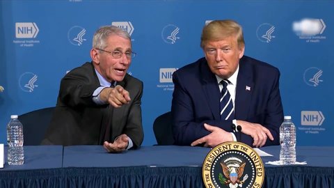 CIRCA 2020- American physician and immunologist Dr. Anthony Fauci explains to President Trump how viruses and outbreaks work.