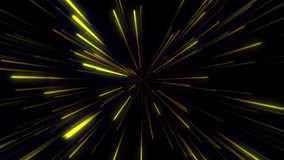 Explosion gold lights sparkles. Glowing light explodes. Flare in center. Festive golden motion background