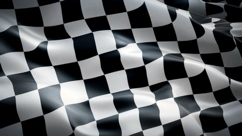 Checkered flag waving animation closeup