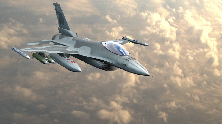 military fighter in the sky