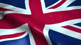 United Kingdom Flag waving textile fabric textured background, seamless loop, full screen