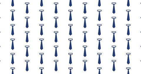 Blue necktie business tie icons background clip motion backdrop video in a seamless repeating loop.  Business themed neck tie pattern background CGI high definition motion video clip