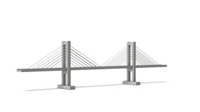 A simple miniature Cable stayed bridge.White background.3DCG video.Loop video.