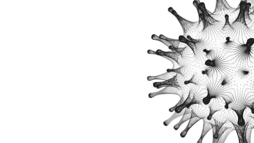 Seamless loop Black and White tech version of Corona Virus Covid-19 with room to put your text. Great for presentations. 3D render in 4K Royalty-Free Stock Footage #1049588710