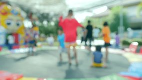 Slow-motion video clips of children That jumps and plays on the trampoline with fun On Children's Day.
