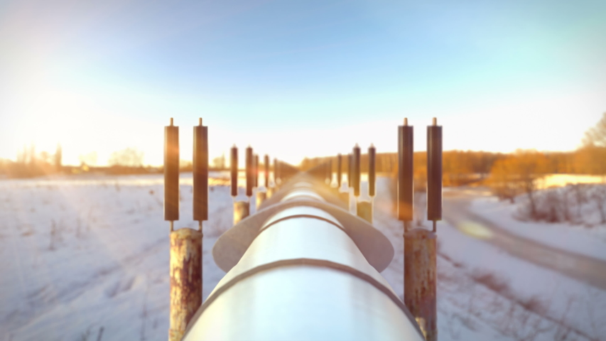 Oil pipeline in the North in Alaska as the North Stream with natural gas pipelines in Russia. Production and transportation of natural gas to storage facilities and then to Europe and to the East. Royalty-Free Stock Footage #1049604364