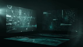 Animation of screens with network of connections, digital data processing, globe spinning, stock market display moving in seamless loop. Finance business stock market global data processing concept - Powered by Shutterstock - Get 15% off with code: PIKWIZARD15