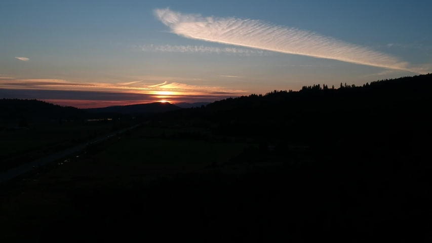 Beautiful Aerial View of Sunset in Mission, Vancouver, BC, Canada
