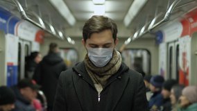 Europe Infect Corona Virus 2019-ncov. European Man. Face mask Covid-19. Subway Station. Epidemic Coronavirus Mers. Pandemic Flu Corona Virus. Vaccinated masked human. Train Metro. People Sick Covid 19 - Powered by Shutterstock - Get 15% off with code: PIKWIZARD15
