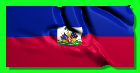 Haiti or Haitian flag waving on green screen or chroma key background. National symbol of the country and world flags concept. 3d animation in 4k