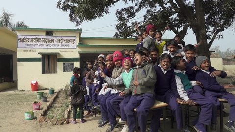 Uttarkashi,Uttarakhand/India-March 22 2020: Coronavirus India Lockdown, schools before lockdown. Teachers teaching about social distancing & deadly COVID-19, a deadly virus.