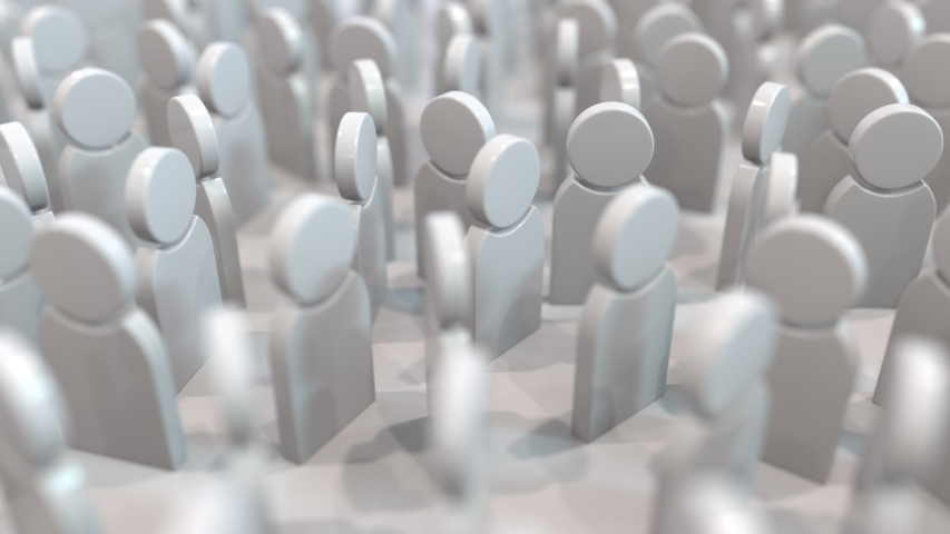 Many people icons, crowded place. Social distancing as infectious disease spread preventing conceptual 3D animation Royalty-Free Stock Footage #1049750317