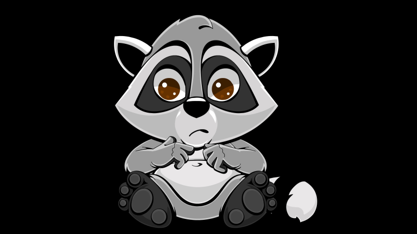 Cartoon Little Raccoon Sad Crying Animated วิดีโอสต็อก ปลอดค่าลิขสิทธิ์ 100 1049751253 3962