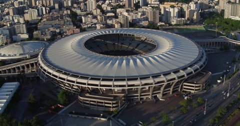 RIO DE JANEIRO, BRAZIL - FEBRUARY 2020 : Aerial view of Maracana Stadium in Rio de Janeiro, Brazil.Opening and closing ceremonies of the 2016 Summer Olympics and Paralympics took place on Maracana