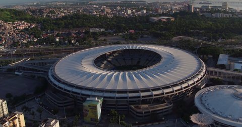 RIO DE JANEIRO, BRAZIL - FEBRUARY 2020 : Aerial panorama of Maracana Stadium in Rio de Janeiro, Brazil.Opening and closing ceremonies of the 2016 Summer Olympics and Paralympics took place on Maracana