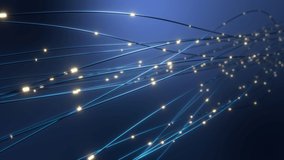 The concept of signal transmission over an optical fiber. The pulses of the signal tend along the wires. - Powered by Shutterstock - Get 15% off with code: PIKWIZARD15