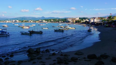 Bay and beach, Rincon de Guayabitos village, Compostela municipality, Pacific Ocean, Riviera Nayarit, Nayarit State, Mexico, Central America, America