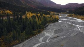 Flying threw Delta Junction - Alaska river in Autumn 
