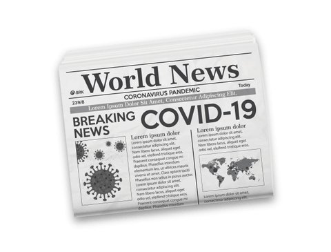 Animation of black and white newspaper. Motion design newspaper with urgent news about the coronavirus pandemic.