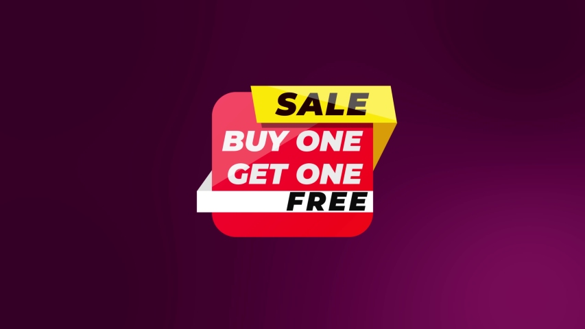 animation teks for buy one get one with purple background